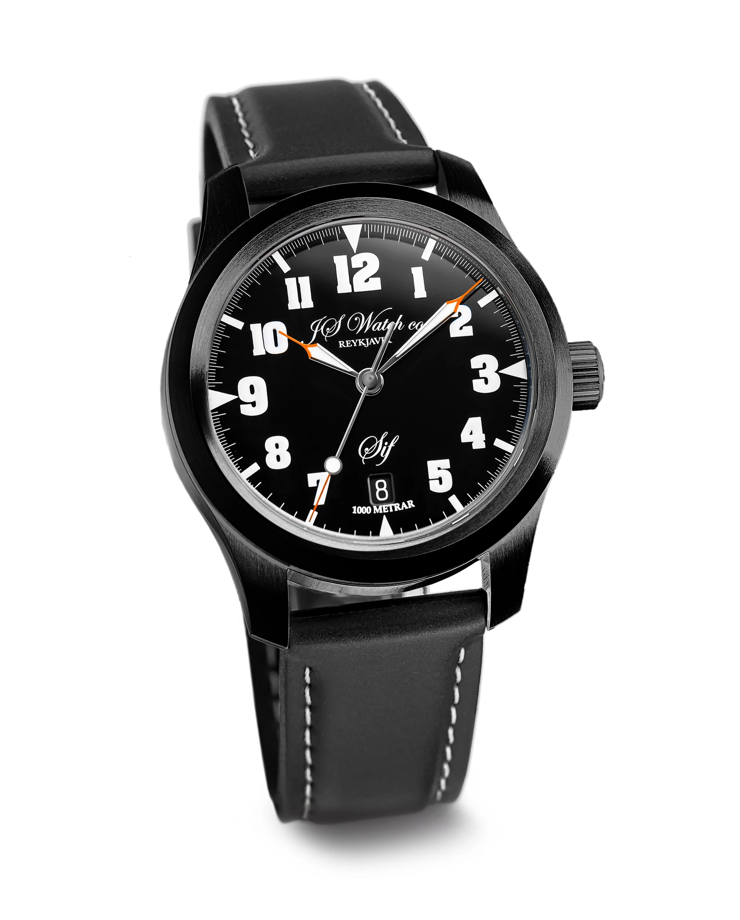 JS Watch Company Reykjavik — Sif NART Orange Hands Black Case